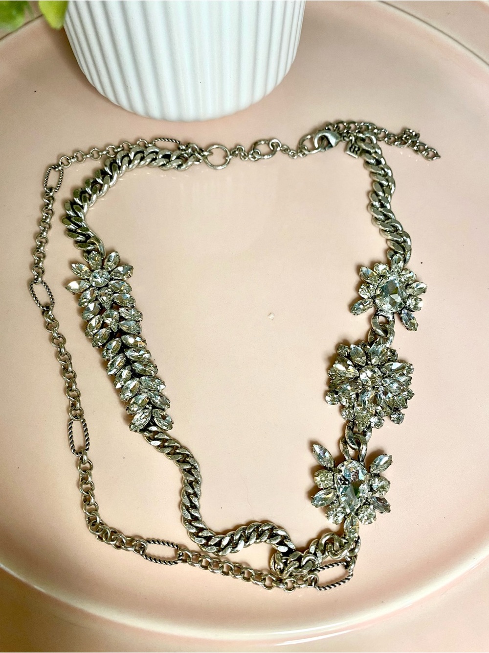 Banana Republic Layered Crystal Floral Statement Necklace
